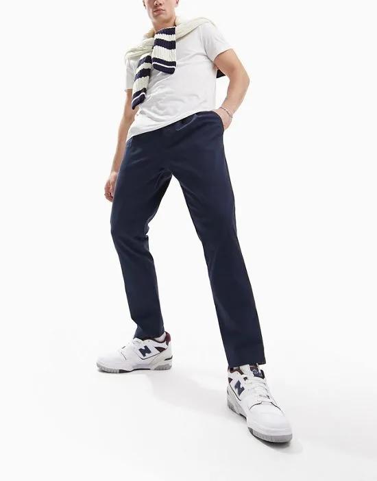 cigarette chinos with pleats in navy