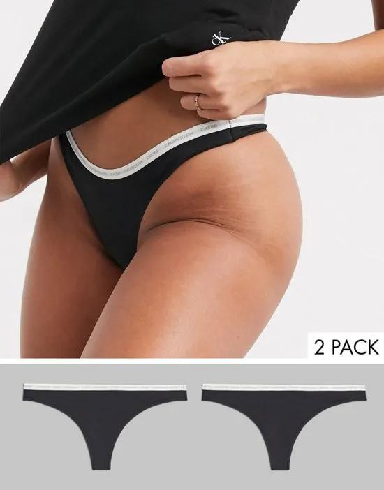 CK One Cotton 2 pack thong in black