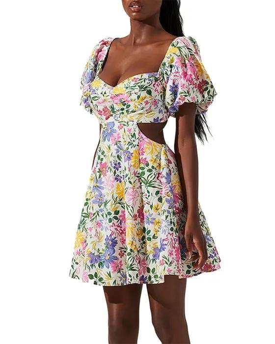 Clarita Floral Print Cutout Dress