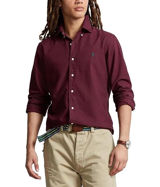 Classic Fit Long Sleeve Garment Dyed Oxford Shirt