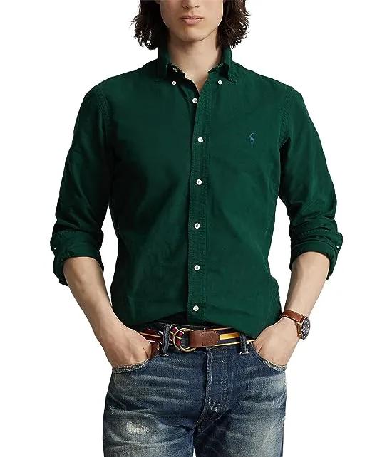 Classic Fit Long Sleeve Garment Dyed Oxford Shirt