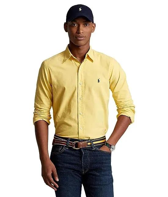 Classic Fit Long Sleeve Garment Dyed Oxford Shirt