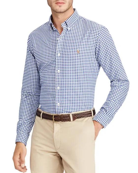Classic Fit Long Sleeve Gingham Checked Button Down Shirt