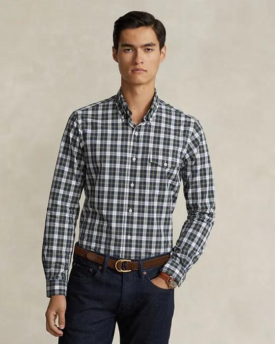 Classic Fit Plaid Poplin Button Down Shirt