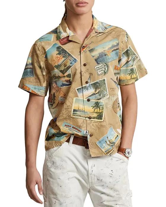 Classic Fit Printed Twill Camp Shirt