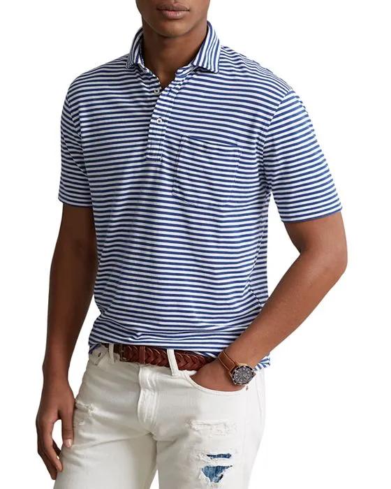 Classic Fit Striped Mesh Polo 