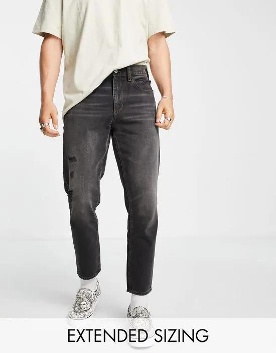 classic rigid jeans in washed black with abrasions