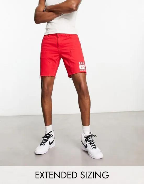 classic rigid shorts in bright red with varsity print