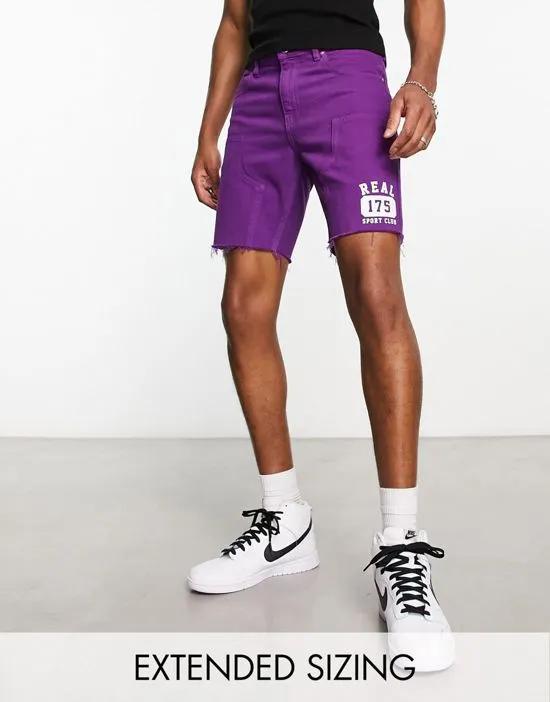 classic rigid shorts in purple with varsity print