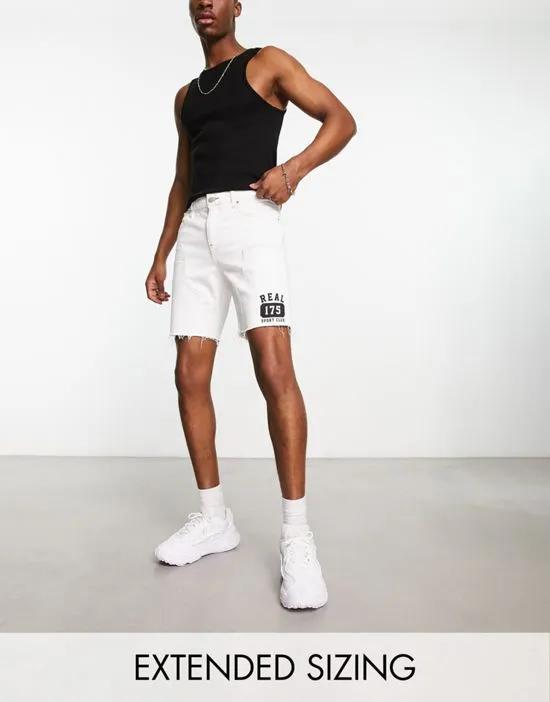 classic rigid shorts in white with varsity print