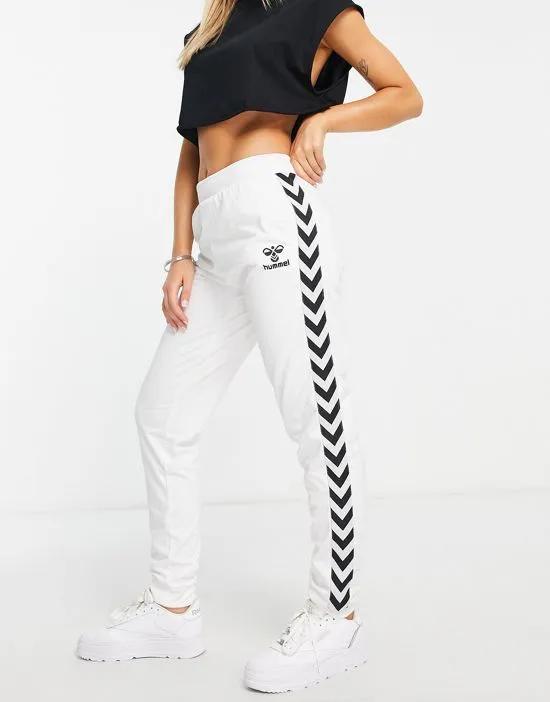 classic taped track pants in white
