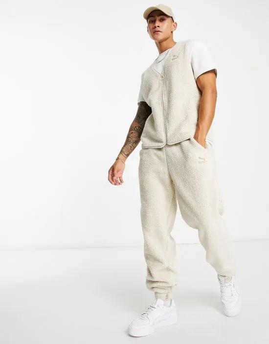 Classics Cozy Club borg sweatpants in oatmeal - Exclusive at ASOS