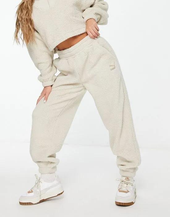 Classics Cozy Club borg sweatpants in oatmeal - Exclusive at ASOS
