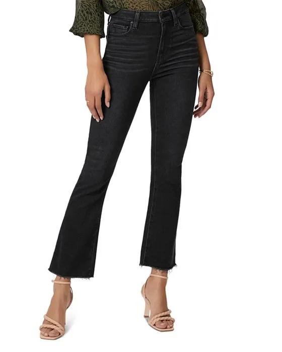Claudine High Rise Flared Raw Hem Jeans in Black Lotus