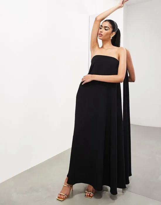 clean minimalist bandeau maxi dress in black