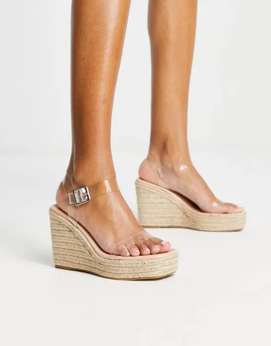 clear espadrille wedge sandals in clear