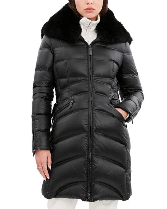 Cloe Shearling Hooded Quilted Coat