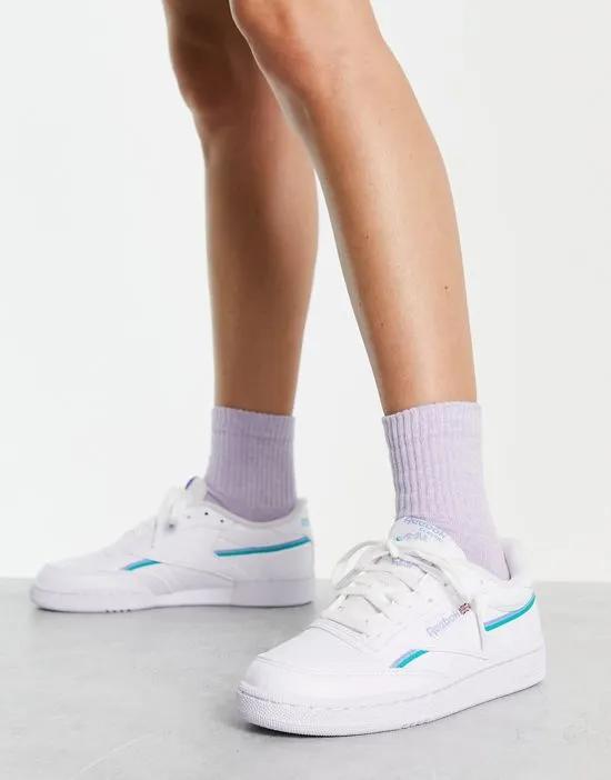 Club C 85 sneakers in white with lilac and teal detail