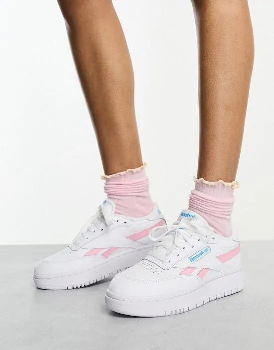 Club C Double Revenge sneakers in white with pink detail