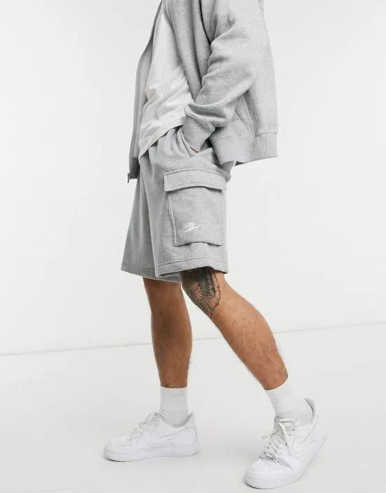 Club fleece cargo shorts in gray heather
