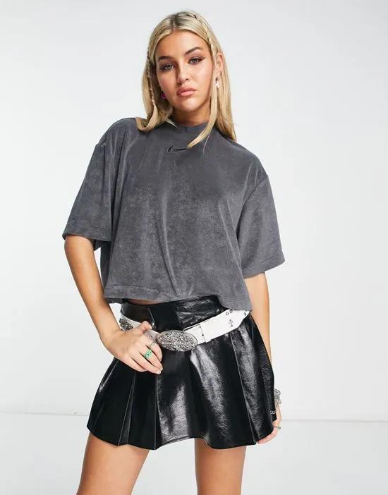 Club French Terry boxy cropped t-shirt in black