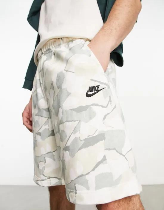 Club FT logo printed shorts in silver and gray