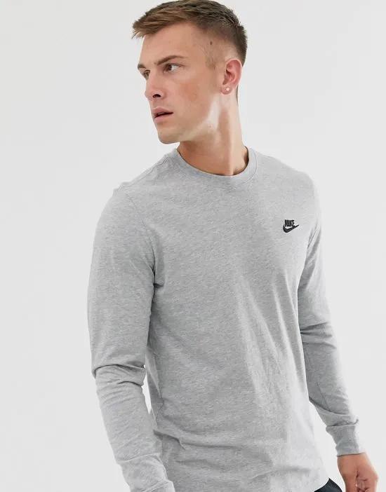Club long sleeve T-shirt in gray heather