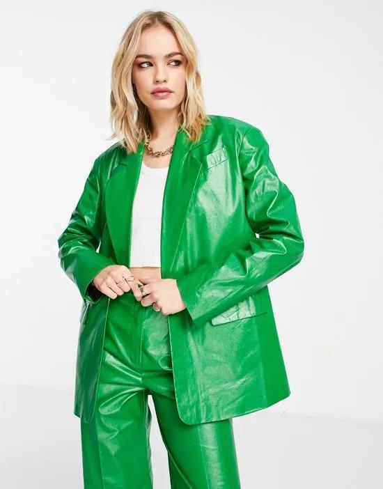 coated blazer in green