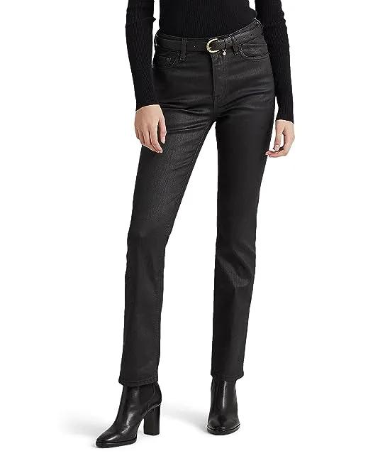 Coated High-Rise Straight Ankle Jeans