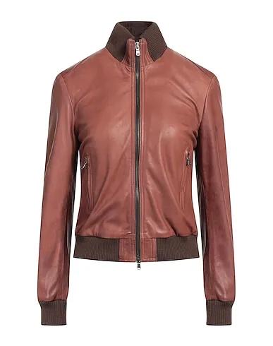Cocoa Leather Bomber