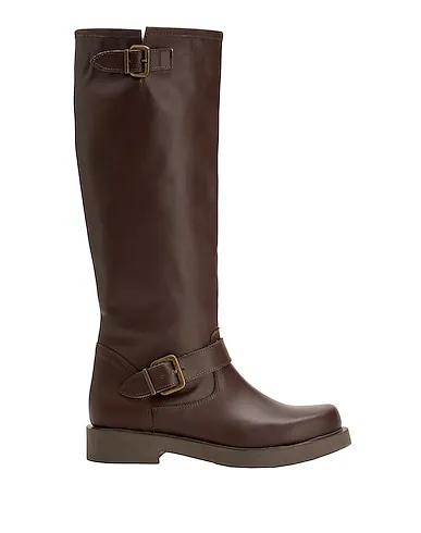 Cocoa Leather Boots LEATHER TALL BIKER BOOTS
