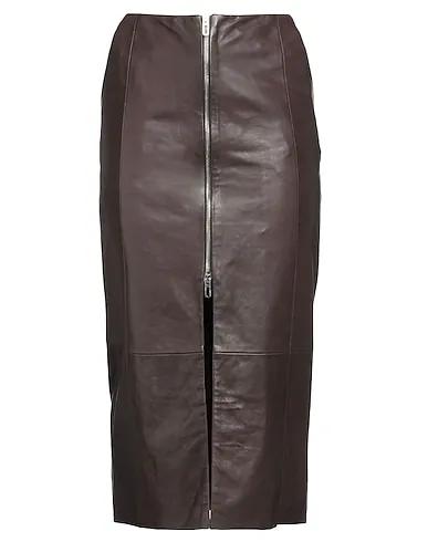 Cocoa Leather Midi skirt
