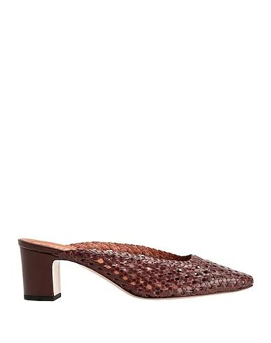 Cocoa Mules and clogs WOVEN LEATHER SQUARE TOE BLOCK-HEEL
