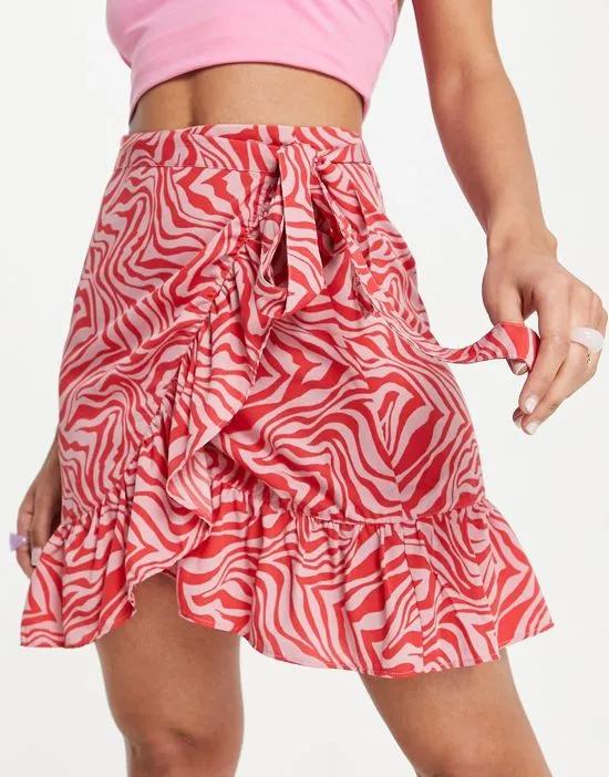 cody wrap skirt in pink zebra print