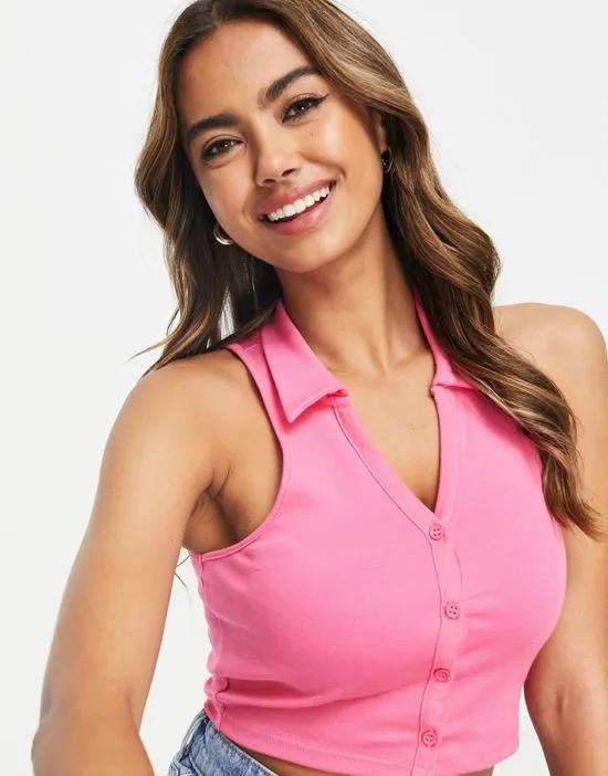 collar top in pink