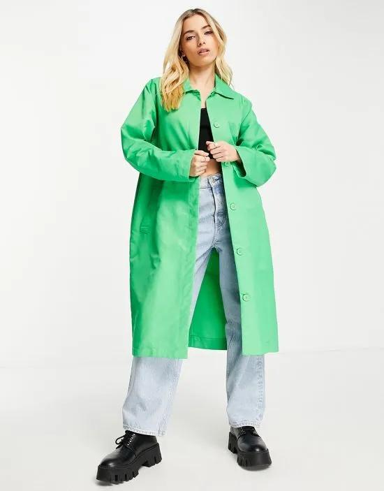 collared coat in bright green - MGREEN