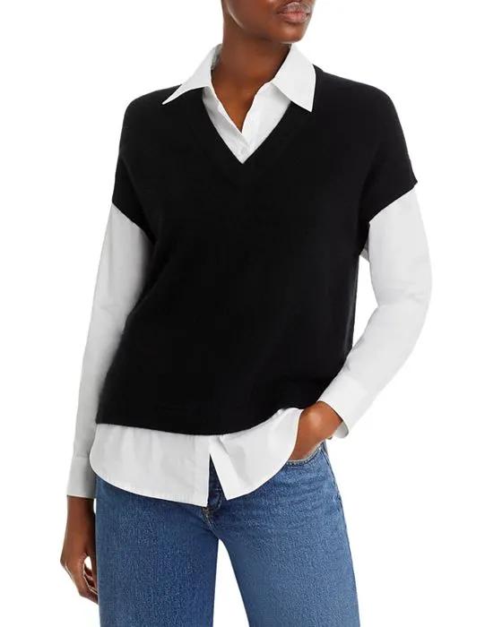 Collared Layered Look Cashmere Sweater - 100% Exclusive