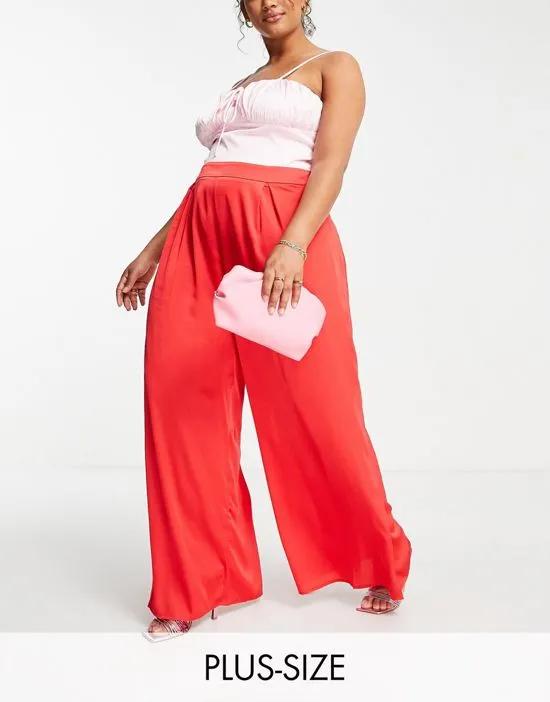 Collective The Label Curve Exclusive contrast wide leg jumpsuit in red color block