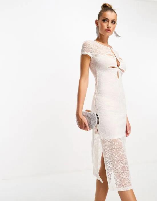 Collective the Label cut-out lace midi dress in white