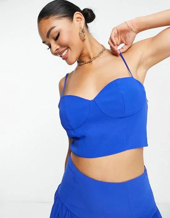 Collective the Label exclusive bustier crop top in cobalt - part of a set
