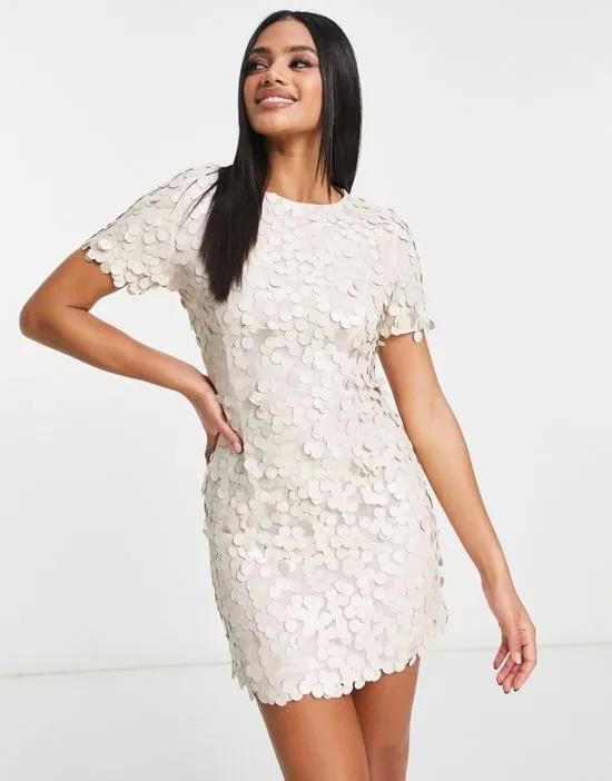 Collective the Label exclusive disc sequin mini dress in champagne