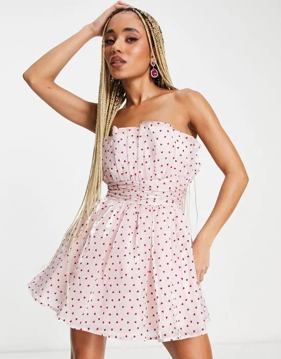 Collective the Label exclusive organza bandeau mini dress in pink heart