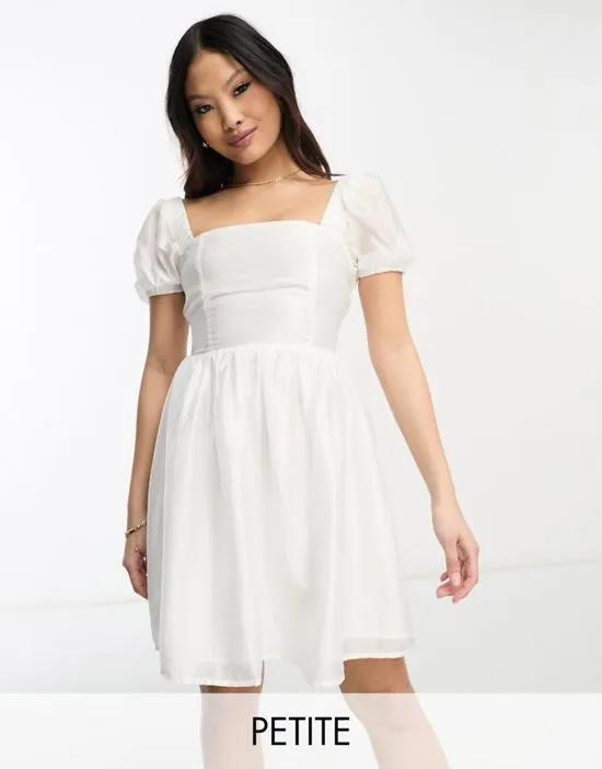 Collective the Label Petite cross back organza mini dress in ivory