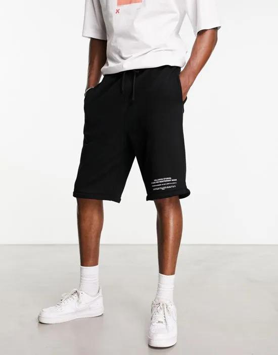 COLLUSION 2 in 1 sweatpants/shorts in black