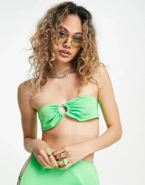 COLLUSION bandeau satin top in green