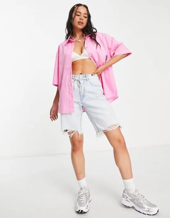COLLUSION boxy oversized shirt in bright pink - PINK