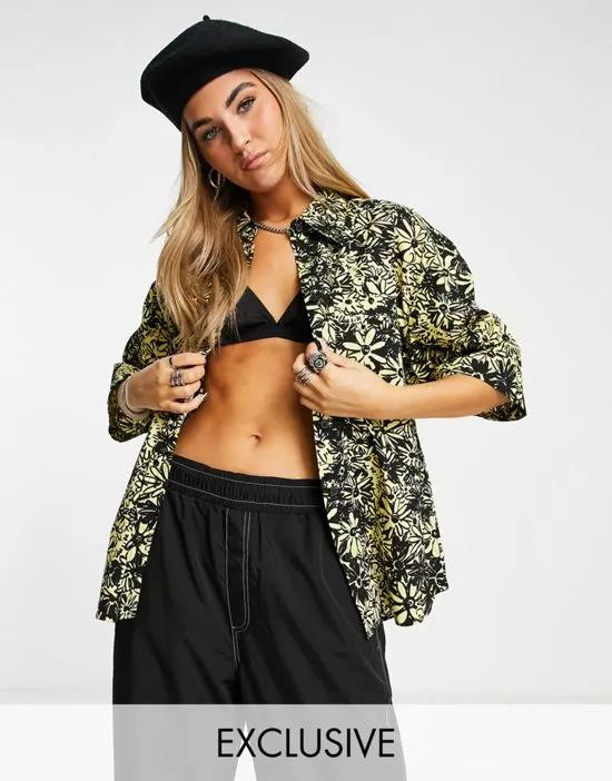 COLLUSION boxy oversized shirt in floral print- MULTI