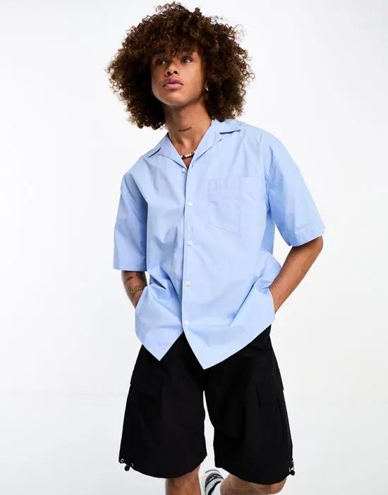 COLLUSION boxy revere shirt in blue