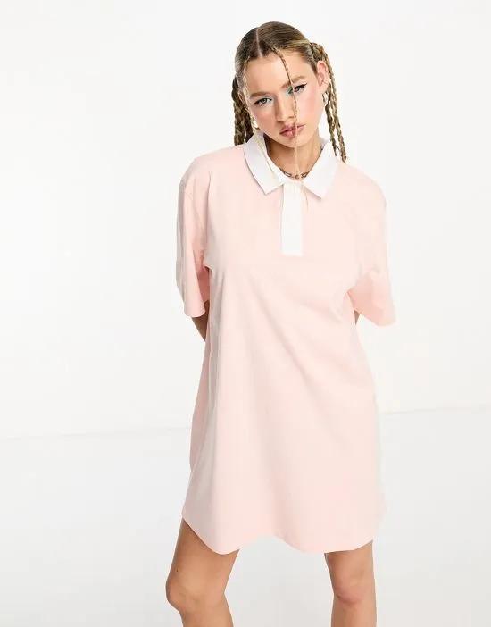 COLLUSION collar detail T-shirt dress in pink
