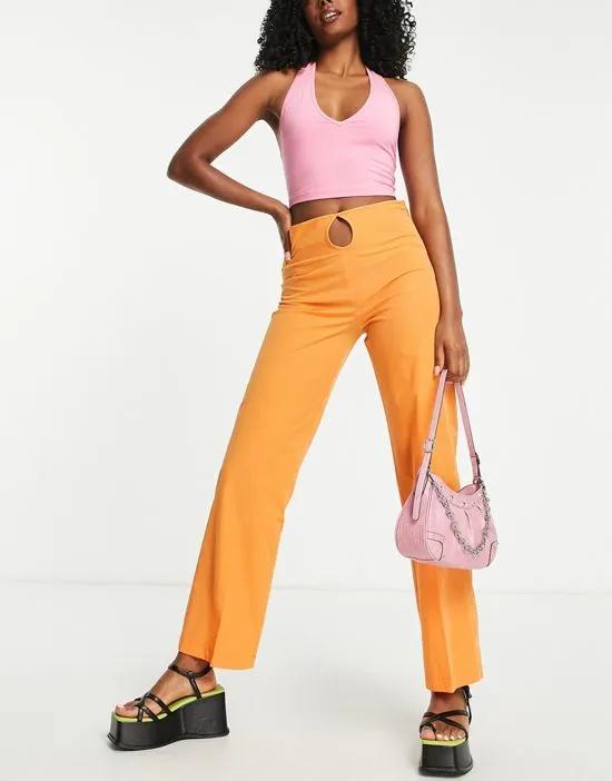COLLUSION keyhole detail pants in orange